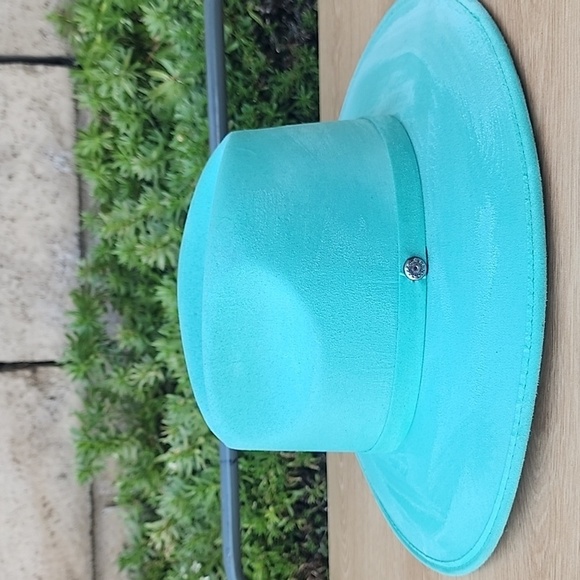 Royal Road Trading Company Teal Wide-Brim Suede Hat - Picture 2 of 7